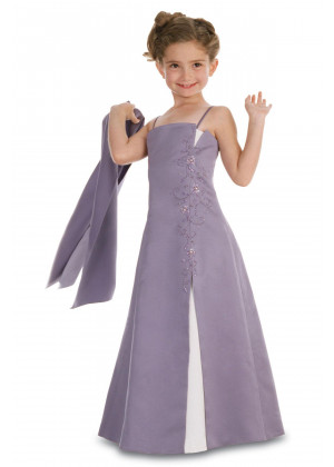 Beaded Satin Junior Bridesmaid Dress With Panel Inserts